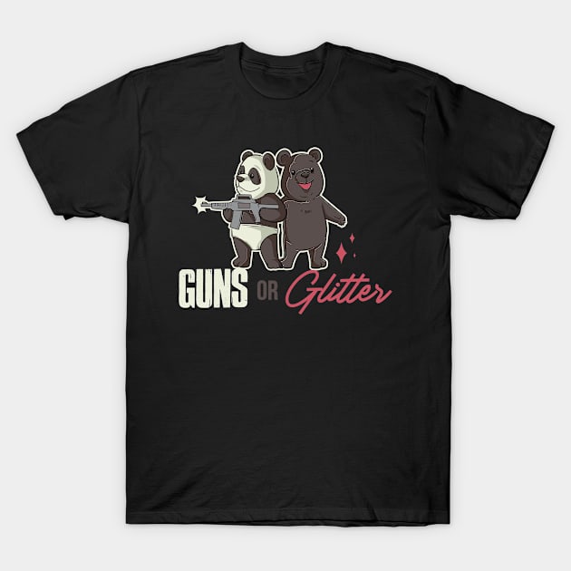 Guns Or Glitter Funny Gender Reveal Gift T-Shirt by CatRobot